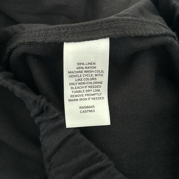 Caslon Women's Linen Blend Wide Leg Pant Trousers in Black Sz S Glam Lightweight - Picture 7 of 7